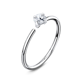 Round CZ Silver Nose Ring NSKR-71